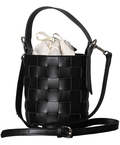ｚ*ｉ様 ［美品］ブラックハンドバッグ 編み込みハンドル mili an deni ハンドバッグ 編み込みバケツ型1ハンドバッグ