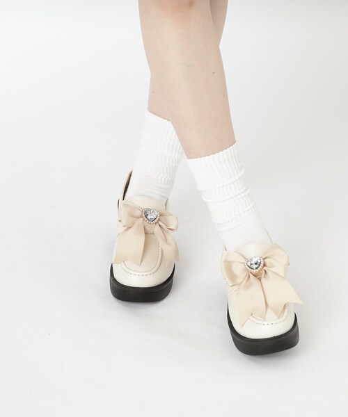 cs T&P パンプス 2WAYガーリーリボンボリュームローファー