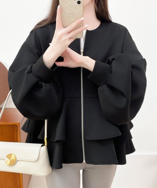 【新品タグ付】FENNEL フリル ノーカラージャケット フェンネル FENNEL バックフリルノーカラージャケット