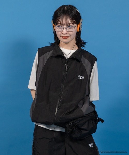 Perushu ベスト ジレ Reebok／Perushu別注 スタンドネック配色切り替え