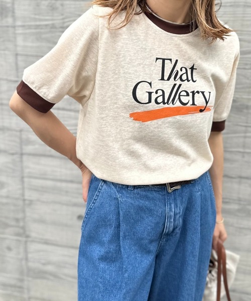 ◯限定　Miwa リンガーTシャツ　yaneura Ver Lサイズ mi via loca tシャツ リネンライクスラブ天竺 That Gallery ロゴ