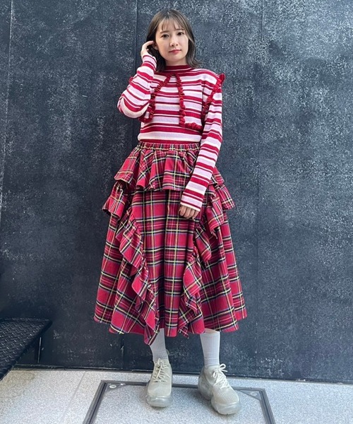 スカート CHECK FRILL MIDI スカート レディース : 84638756 