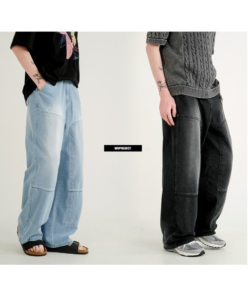 ★WV PROJECT★送料込★韓国 Double block denim pants JNLP7705 ☆WV PROJECT☆送料込☆韓国 Double block denim pants JNLP7705