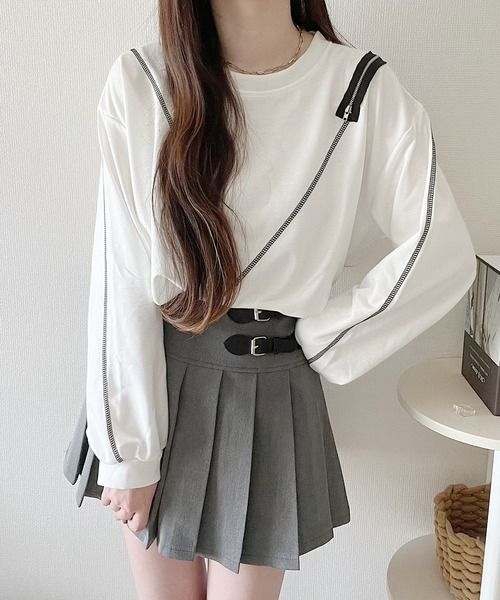 Nana（ファッション） tシャツ ショルダーファスナーステッチロングT