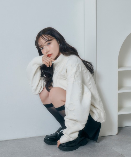 ニット セーター UNISEX モノグラムハーフジップニット レディース