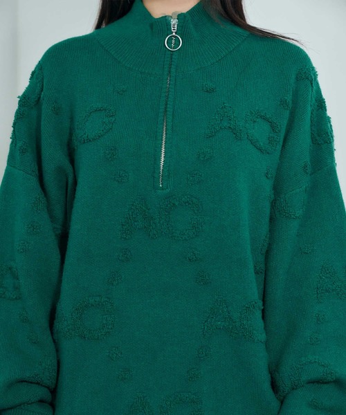 ANDGEEBEE ニット セーター UNISEX モノグラムハーフジップ