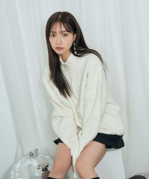 ニット セーター UNISEX モノグラムハーフジップニット レディース ANDGEEBEE ニット セーター UNISEX モノグラムハーフジップ