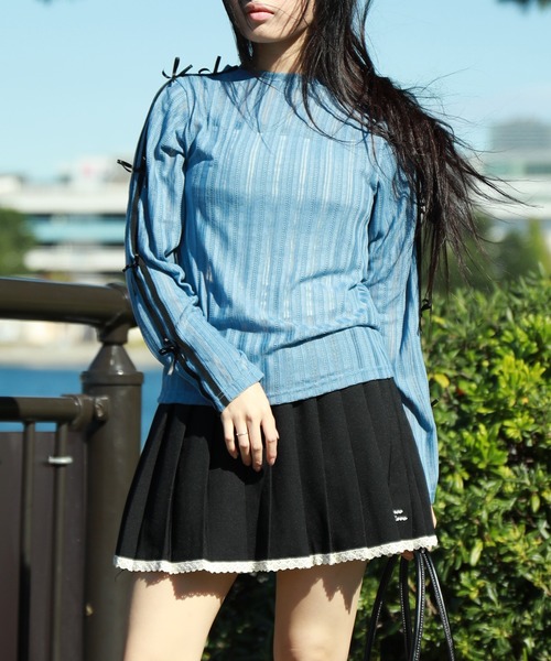 スカート 「HOOK」for girls ワンポイント制服風レース裾