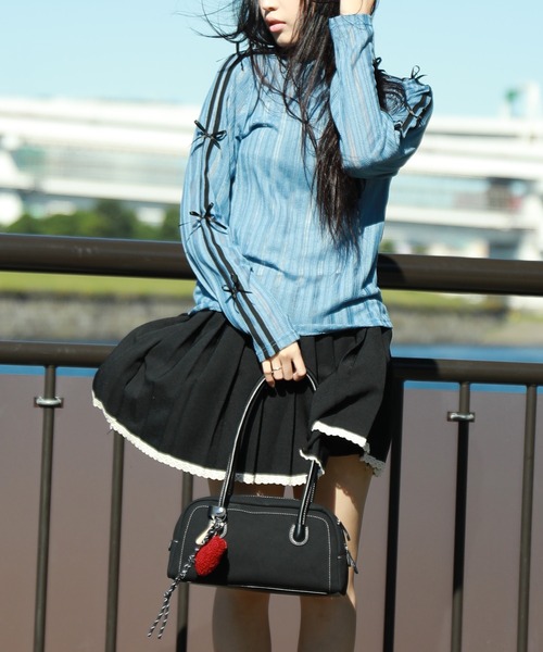 スカート 「HOOK」for girls ワンポイント制服風レース裾