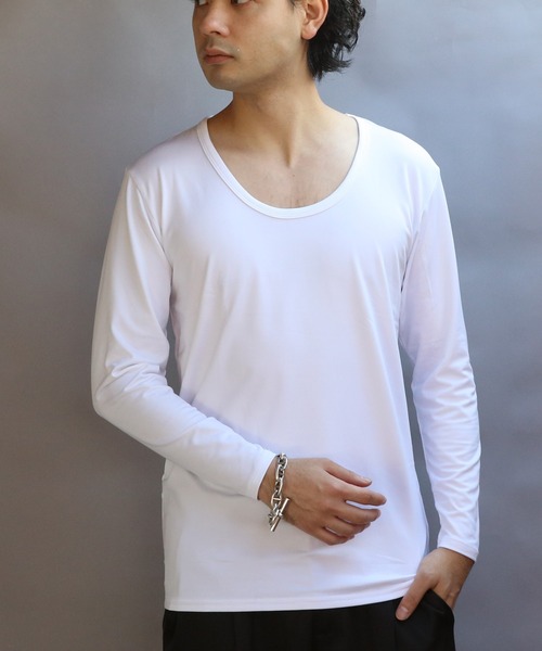 8 tシャツ 裏起毛ストレッチUネックロンT メンズ レディース