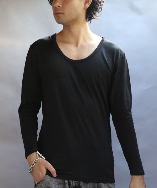 8 tシャツ 裏起毛ストレッチUネックロンT メンズ レディース