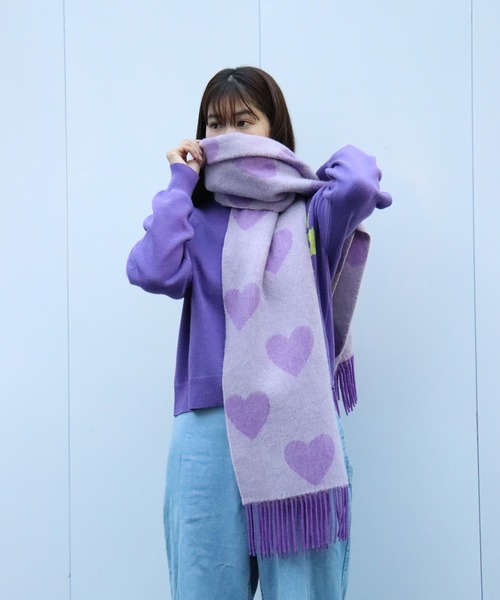 moyan ecri マフラー ストール 「moyan ecri」大判ハートマフラーLOVE