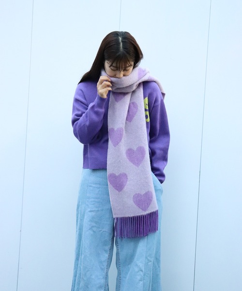 マフラー ストール 「moyan ecri」大判ハートマフラーLOVE BOMB PATTERN MUFFLER レディース メンズ_17