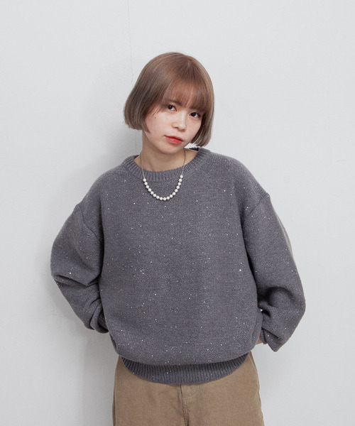 ニット セーター スパンコールラメニット レディース ニット セーター デイリーカラフルスパンコールラメニット