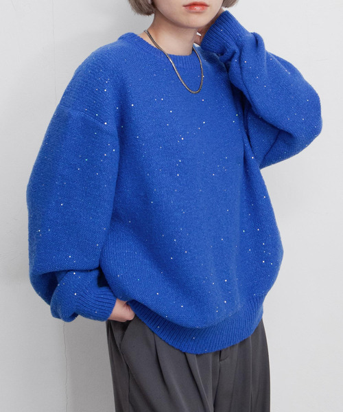 ニット セーター デイリーカラフルスパンコールラメニット