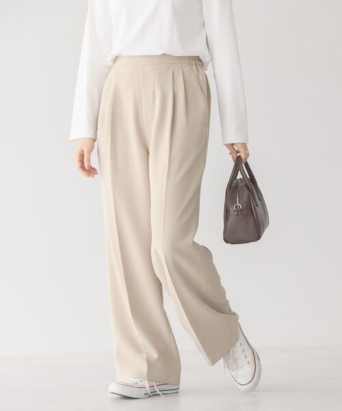 美品＊45R 現行 ダブルクロスストレッチのイージースラックス WOMEN 45R☆ダブルクロスストレッチのイージースラックス WOMEN