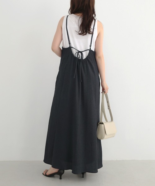 Freesia ワンピース バックオープンリボンロングキャミワンピース