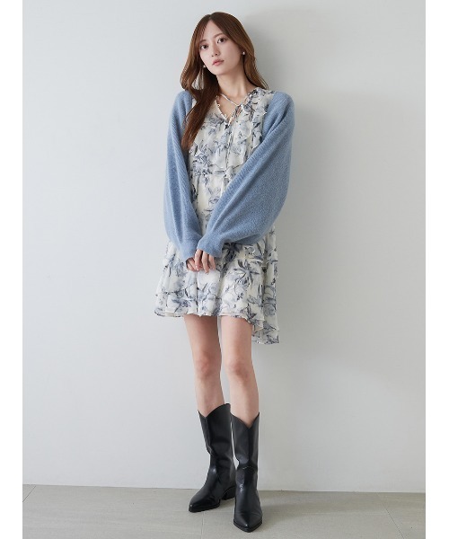 Sustainableプリントフリルミニワンピース　GRY 0 SNIDEL｜Sustainableプリントフリルミニワンピース | Rakuten