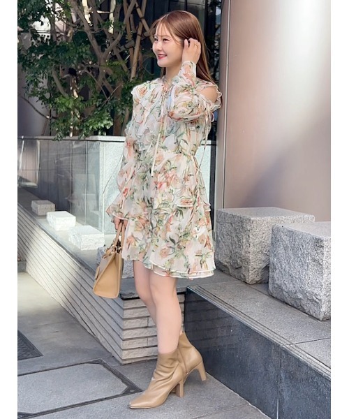 SNIDEL ワンピース Sustainableプリントフリルミニワンピース
