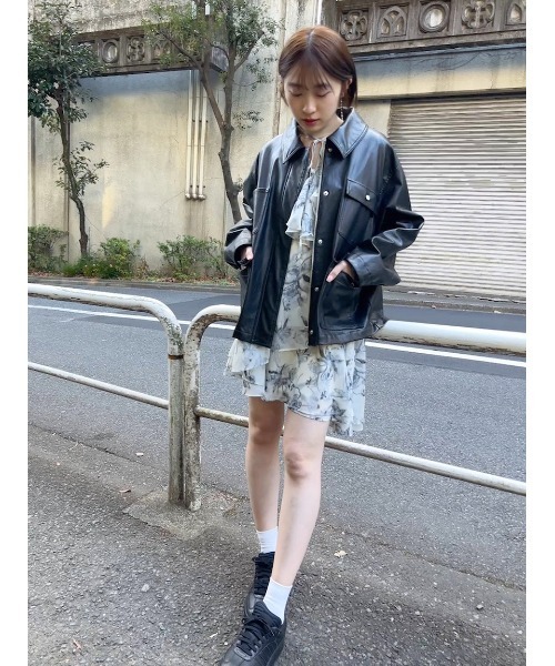 SNIDEL ワンピース Sustainableプリントフリルミニワンピース