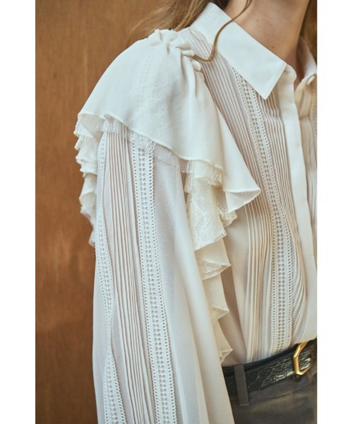 ブラウス シャツ Loliana Blouse ラッフルレースピンタックBL レディース Estella.K ブラウス シャツ Loliana Blouse ラッフルレース