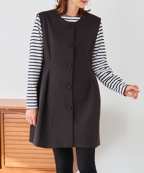 美品　Myuノーカラーポワンジレ　ブラック Myu ベスト ジレ ノーカラーぽわんジレ レディース : ZOZOTOWN