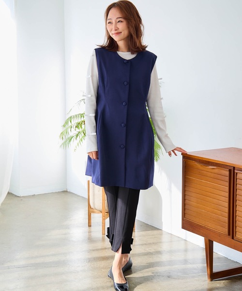 ベスト ジレ ポーラノーカラージレ レディース Rouge vif ベスト ジレ ノーカラージレジャケット レディース