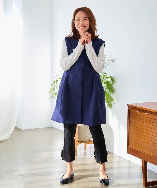 Myu ベスト ジレ ノーカラーぽわんジレ レディース : ZOZOTOWN