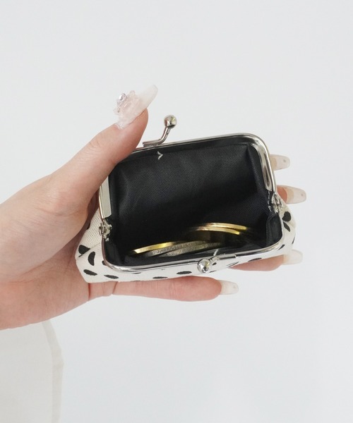 ヒョウ柄 牛革がま口ウォレット Port（ポート） 財布 「 」 ドット＆レオパード柄 がま口 コンパクト