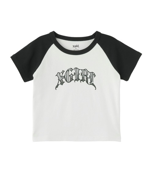 X-girl tシャツ GRADATION GLITTER LOGO S/S RAGLAN BABY TEE