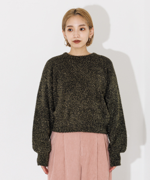 「NOMINE」 ドルマンスリーブニット フリー シルバー レディース_画像3