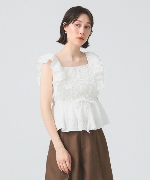 美品 ヨーク&ラッフルスリーブブラウス BEAMS WOMEN｜【8/7再値下げ】シャーリング ヨーク ラッフル