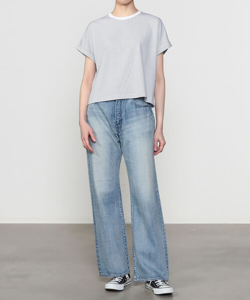 handvaerk tシャツ | 60/2 クルーネック ワイドTシャツ STRIPE