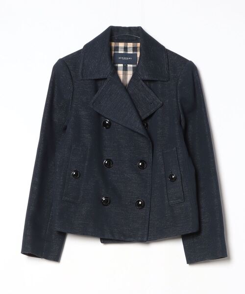 BurberryレディースPコート BURBERRY 「BURBERRY」 チェック柄ピーコート 38 ネイビー