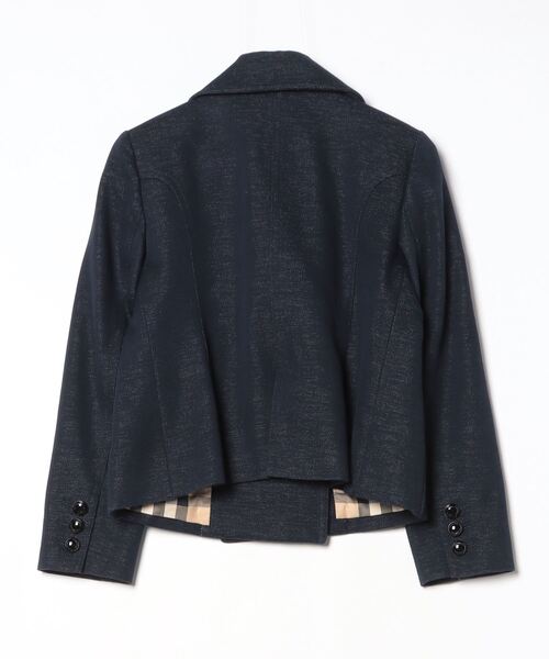 「BURBERRY」 チェック柄ピーコート 38 ネイビー レディース