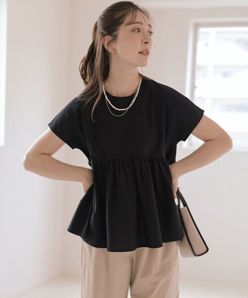 tシャツ ティアードキャミSETカットソー レディース ティアードチュニックTシャツ 2サイズ トップス[品番
