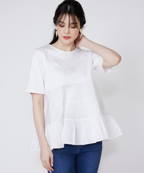 tシャツ ティアードドッキングカットソー レディース Maglie le cassetto tシャツ ティアードドッキングカットソー