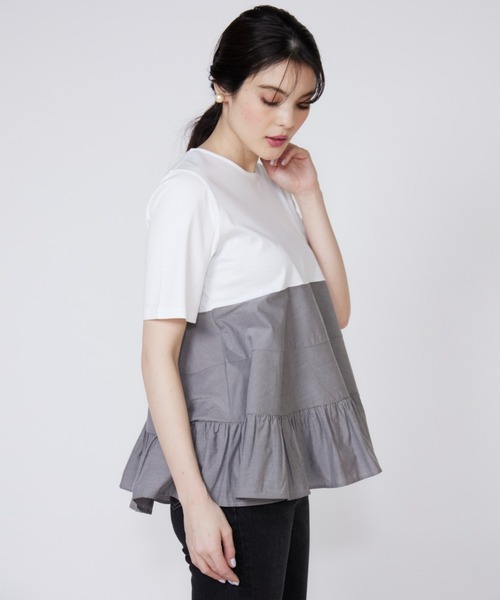 tシャツ ティアードドッキングカットソー レディース Maglie le cassetto tシャツ ティアードドッキングカットソー