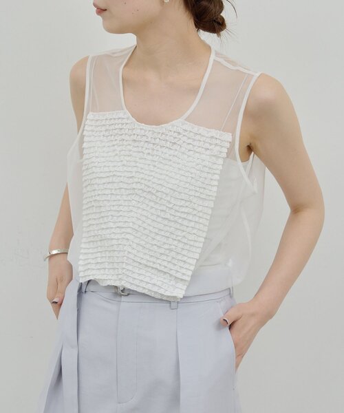 ブラウス シャツ 「HERITANOVUM」ラッフルボザムスリーブレスブラウス レディース GALLARDAGALANTE ブラウス シャツ 「HERITANOVUM」ラッフルボ