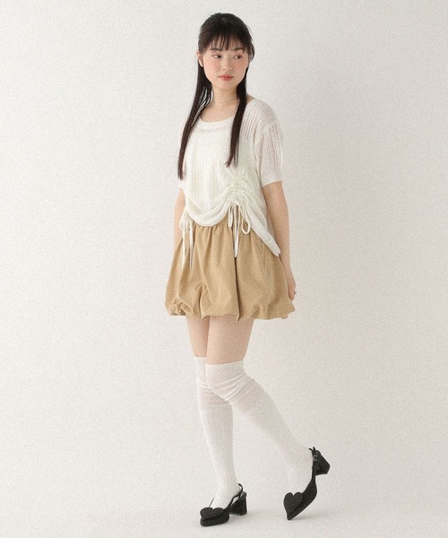 Heather（ヘザー） ニット セーター 透かし編みドロストニット（半袖
