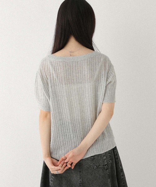 Heather ニット セーター 透かし編みドロストニット（半袖