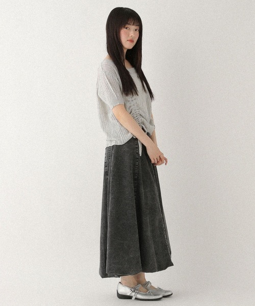 Heather（ヘザー） ニット セーター 透かし編みドロストニット（半袖