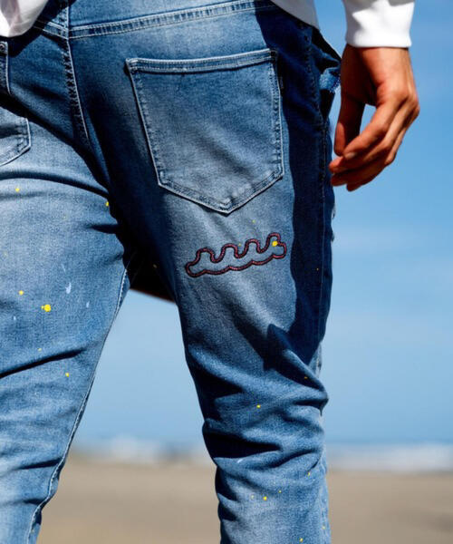 新品 MUTA MARINE スリムフィットパンツ ネイビー/イエロー muta MARINE（ムータマリン） パンツ muta MARINE×CHORD/ムータマリン