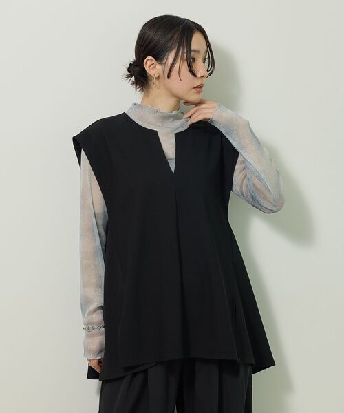 Green Parks（グリーンパークス） ベスト ジレ リップルフレアベスト