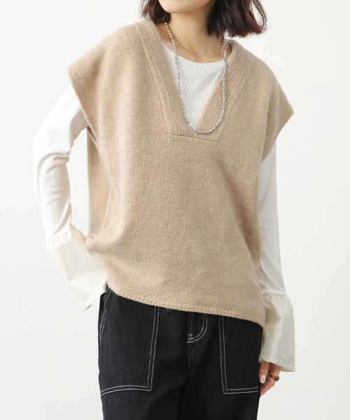 ベスト ジレ 深Vネックニットベスト レディース : ZOZOTOWN Yahoo!店