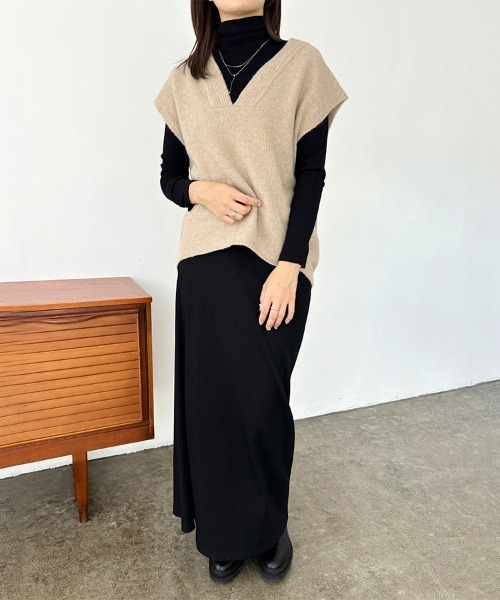 ベスト ジレ 深Vネックニットベスト レディース : ZOZOTOWN Yahoo!店