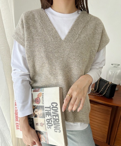 ベスト ジレ 深Vネックニットベスト レディース : ZOZOTOWN Yahoo!店
