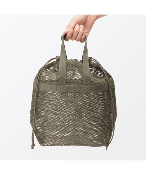 未使用！ch!iii メッシュ巾着 無印良品（MUJI） 旅行 立体メッシュ持ち手付き巾着 S 約23×8