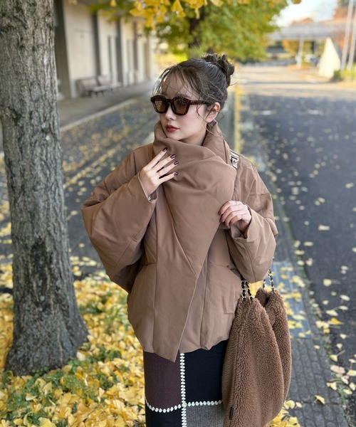 ダウンコート ダウンジャケット stand collar wrap down coat 