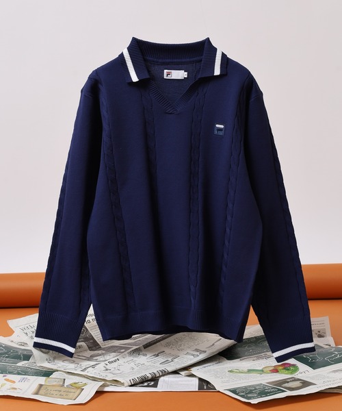 FILA（フィラ） ポロシャツ ポロ FILA L/S KNIT SHIRTS Vネック 12G